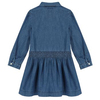 Girls Blue Floral Denim Dress