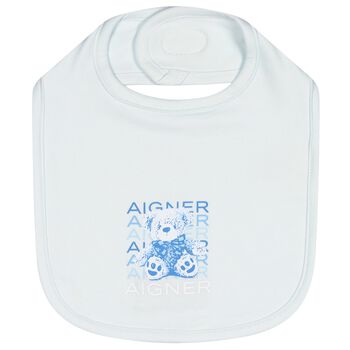 Baby Boys Blue Teddy Bear Logo Bib