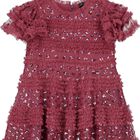 فستان بنات تول مزين بالترتر باللون الوردي, 1, hi-res