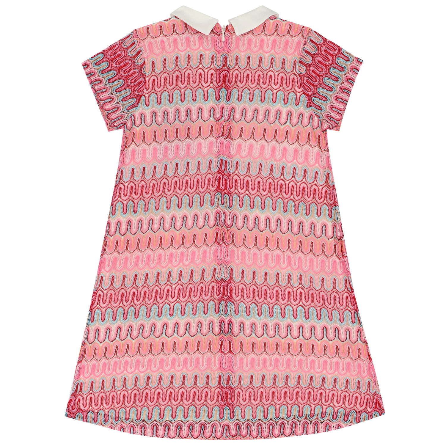 Girls Pink Crochet Lace Dress, 1, hi-res