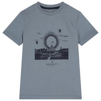 تيشيرت للأولاد بشعار باللون الأزرق