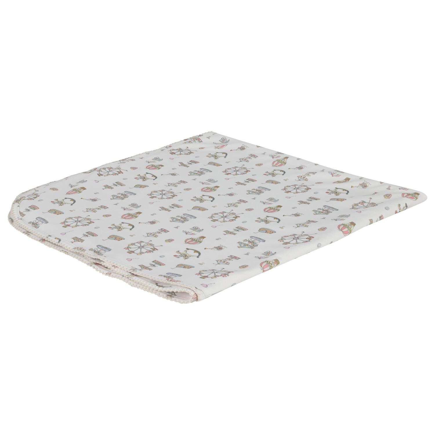 White Carousel & Hot Air Balloon Baby Blanket, 1, hi-res