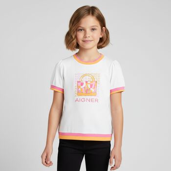 Girls White Logo T-Shirt