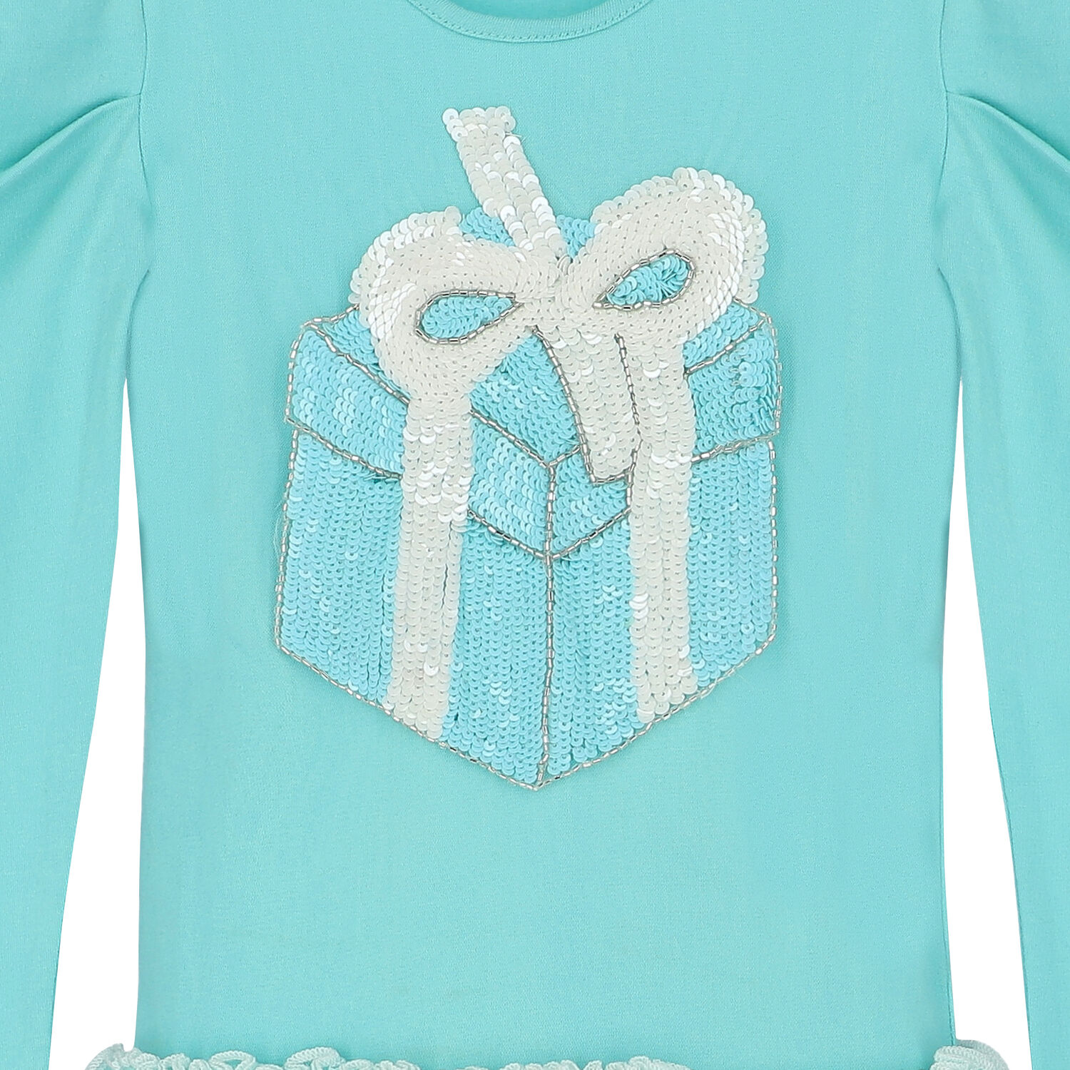 Girls Aqua Embellished Sequin Tulle Dress, 1, hi-res image number null