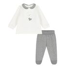 Baby Girls Ivory and Grey 2 Piece Babygrow, 1, hi-res
