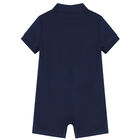 Baby Boys Navy Logo Polo Romper, 1, hi-res