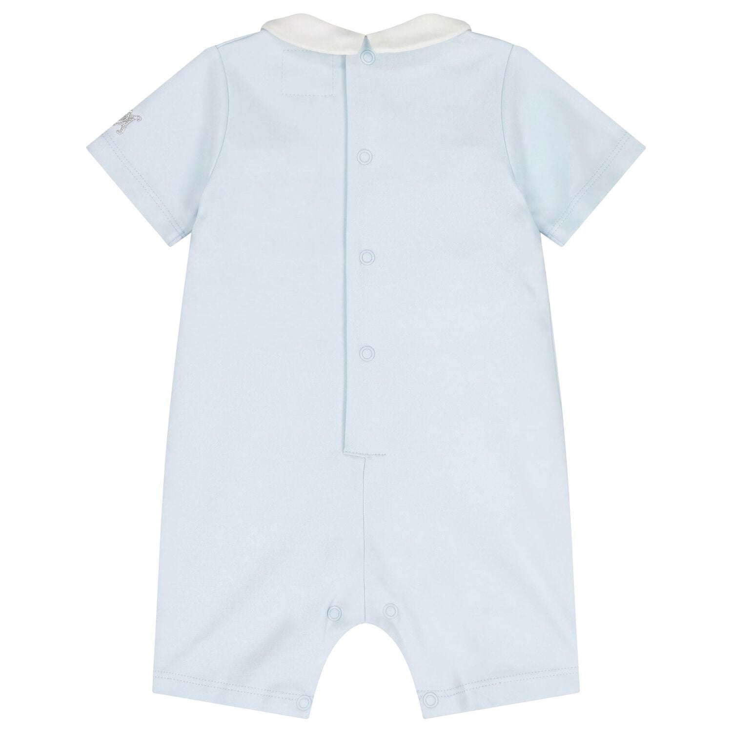 Baby Boys Blue Embroidered Romper, 1, hi-res