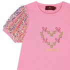 Girls Pink Heart Logo Sequins Dress, 1, hi-res