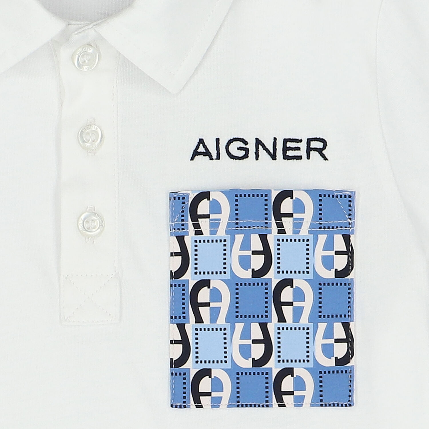 تيشيرت بولو بالشعار باللون الأبيض للاولاد, 1, hi-res