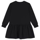 Girls Black Teddy Bear Logo Dress, 3, hi-res