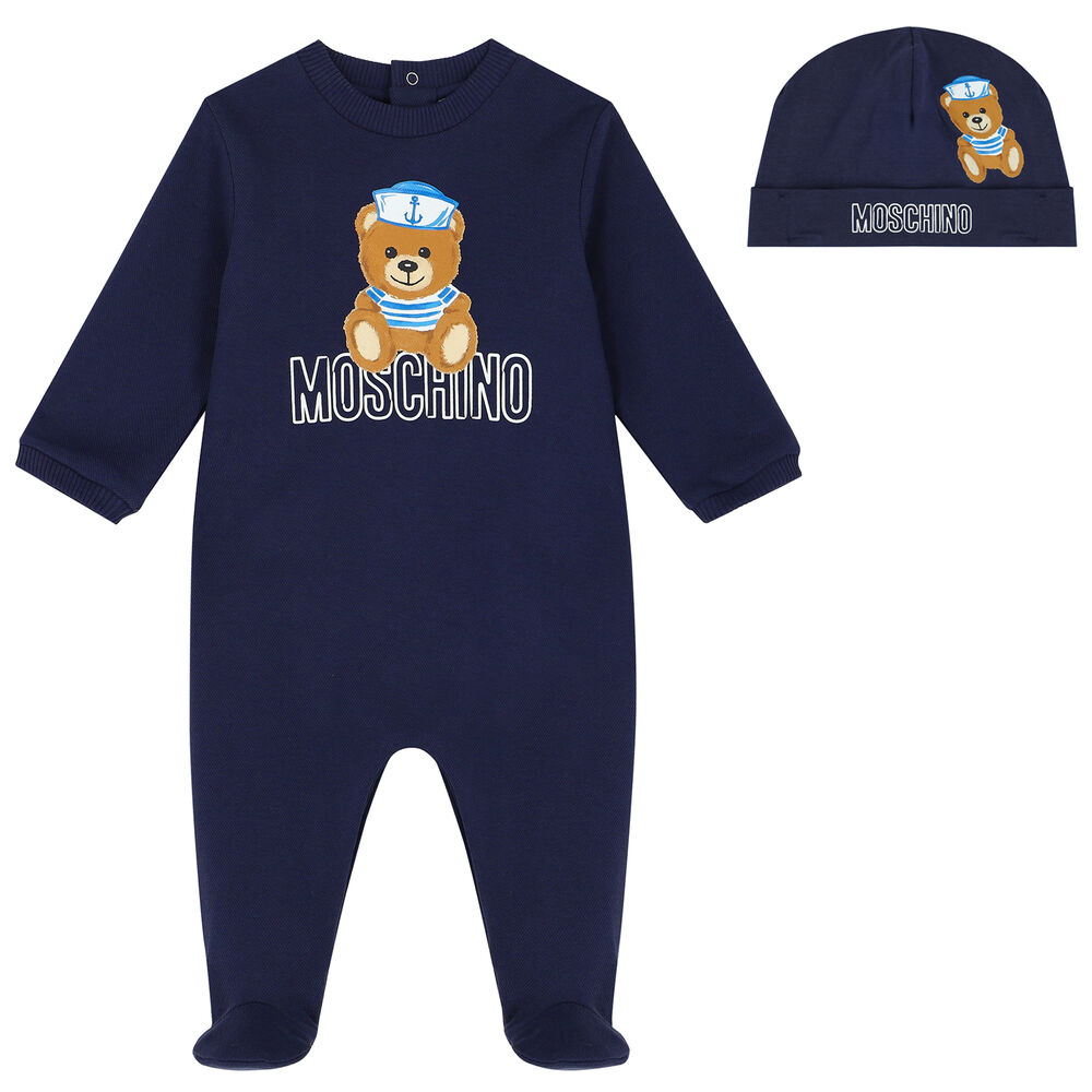 Moschino Baby Bear Logo Babygrow Set in Beige main image 0