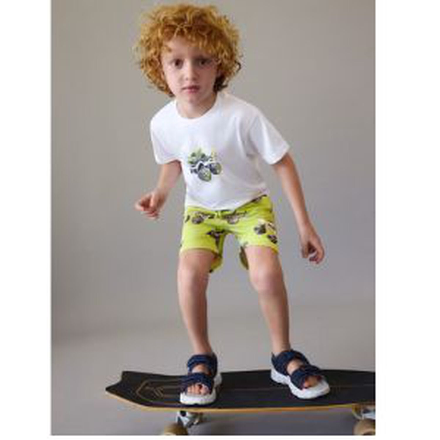 Boys White & Green Short Set, 2, hi-res