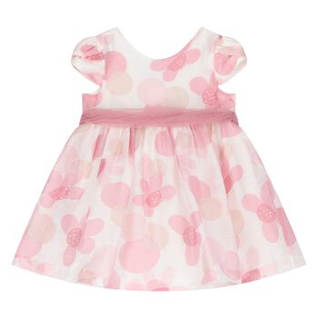 Baby Girls Ivory & Pink Floral Organza Dress