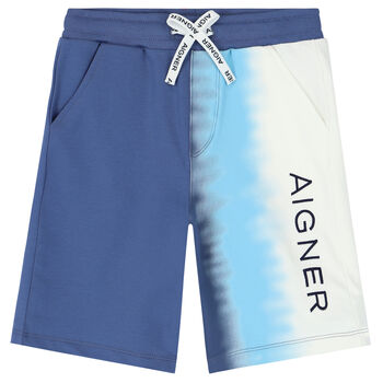 Boys Blue & White Logo Shorts