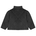 جاكيت منفوخ قابل للعكس بشعار فضي وأسود للبنات, 1, hi-res