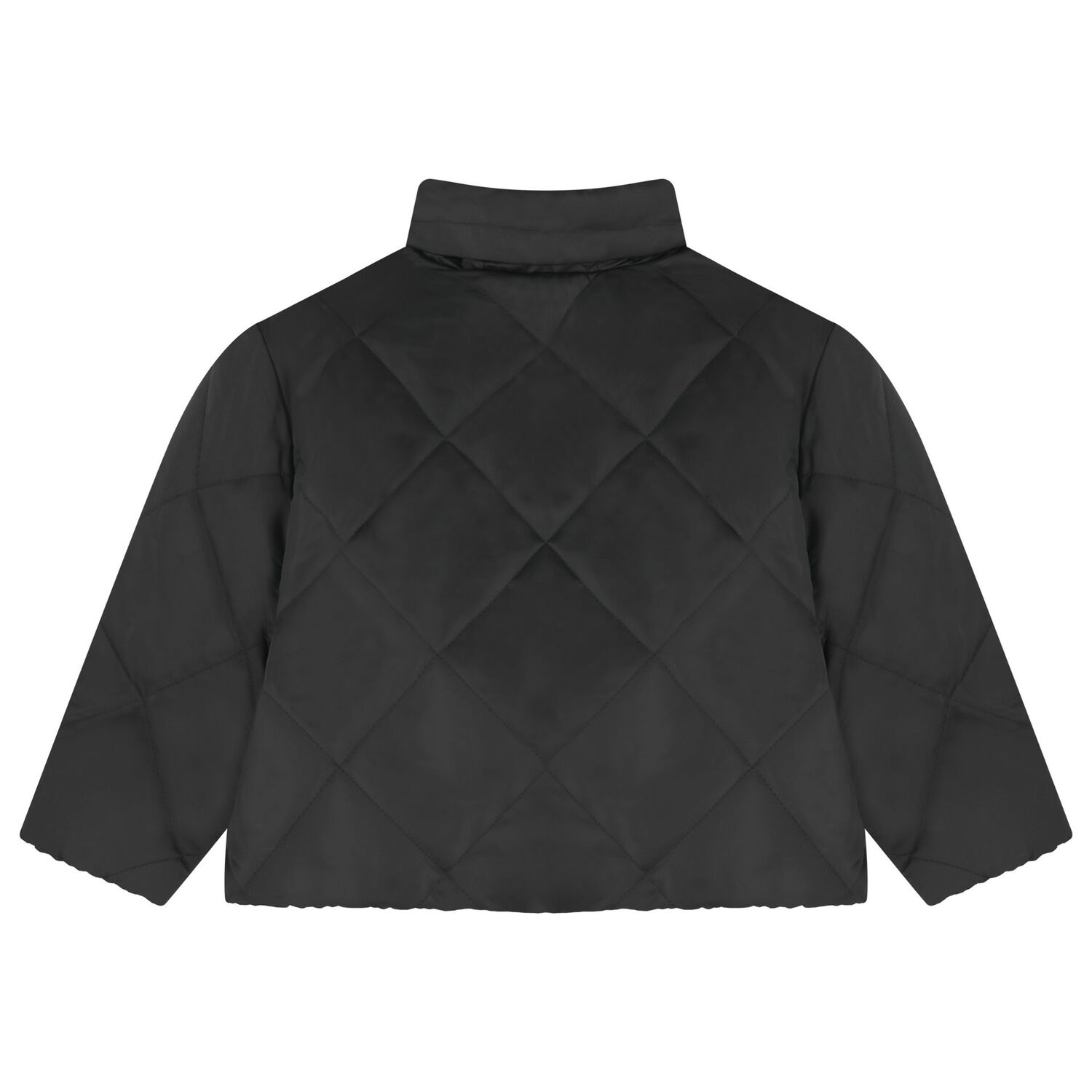 جاكيت منفوخ قابل للعكس بشعار فضي وأسود للبنات, 1, hi-res