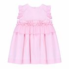 Younger Girls Pink Frill Dress, 1, hi-res