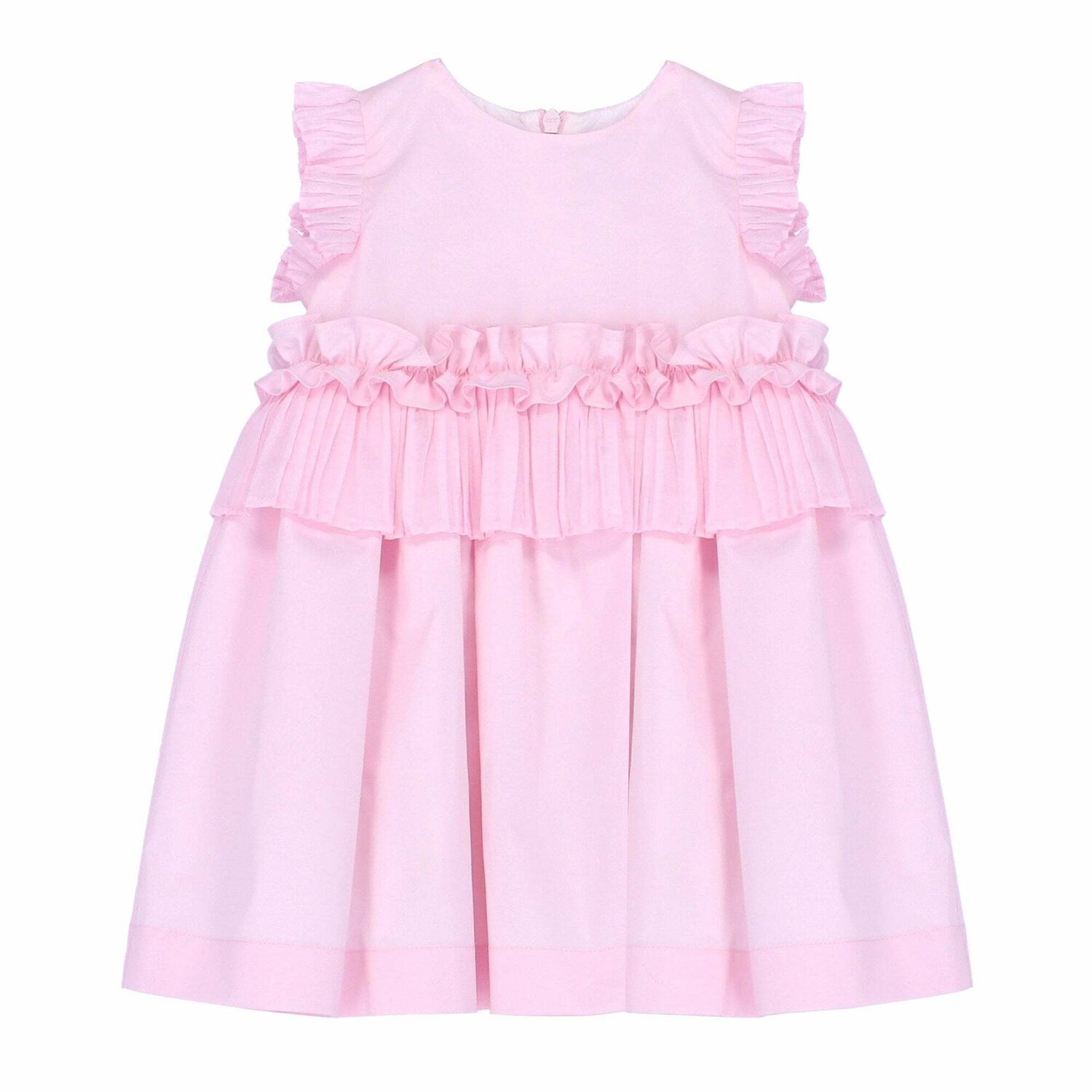 Younger Girls Pink Frill Dress, 1, hi-res
