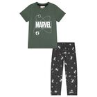 Boys Green & Grey Marvel Pyjamas, 2, hi-res