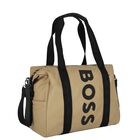 حقيبة تغيير حفاضات بالشعار باللون البيج للأطفال, 2, hi-res