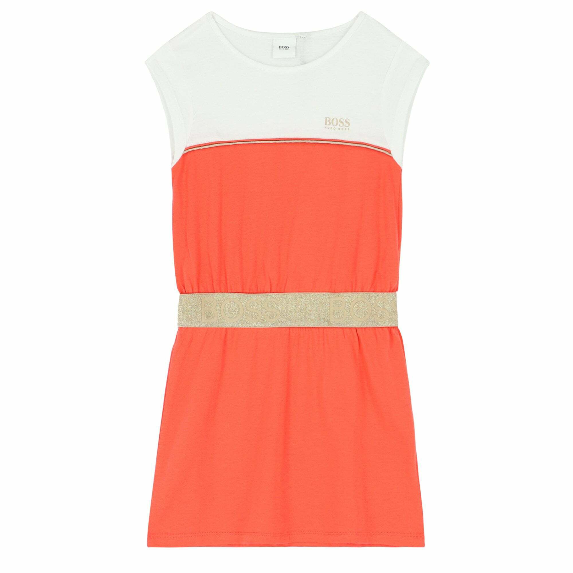 Orange and 2025 white dress
