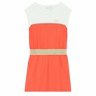 Girls Orange & White Logo Dress, 1, hi-res