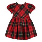 Baby Girls Red & Black Tartan Taffeta Dress Set, 1, hi-res