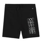 Boys Black Logo Shorts, 2, hi-res