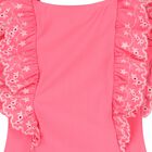 Girls Pink Broderie Anglaise Swimsuit, 1, hi-res