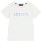 تيشيرت بالشعار باللون الابيض للبنات , 1, hi-res