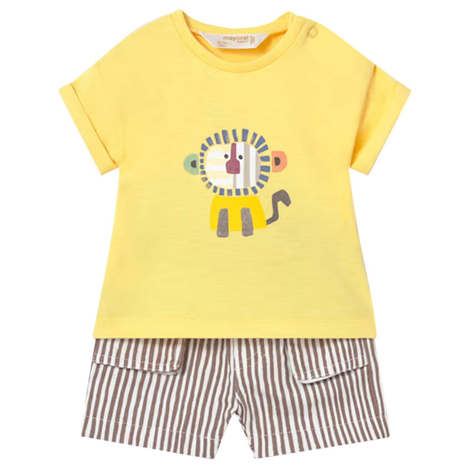 Baby Boys Yellow, White & Beige Shorts Set, 1, hi-res