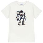 Boys White Robot T-Shirt, 3, hi-res