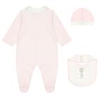 Baby Girls Pink & White Logo Babygrow Gift Set, 1, hi-res