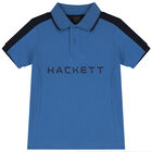 Boys Blue & Navy Blue Logo Polo Shirt, 1, hi-res