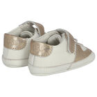 Ivory & Gold Logo Pre Walker Shoes, 1, hi-res