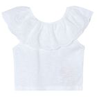 بلوزة دانتيل باللون الأبيض للبنات, 2, hi-res