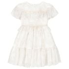 Girls Ivory Floral Tiered Dress, 1, hi-res