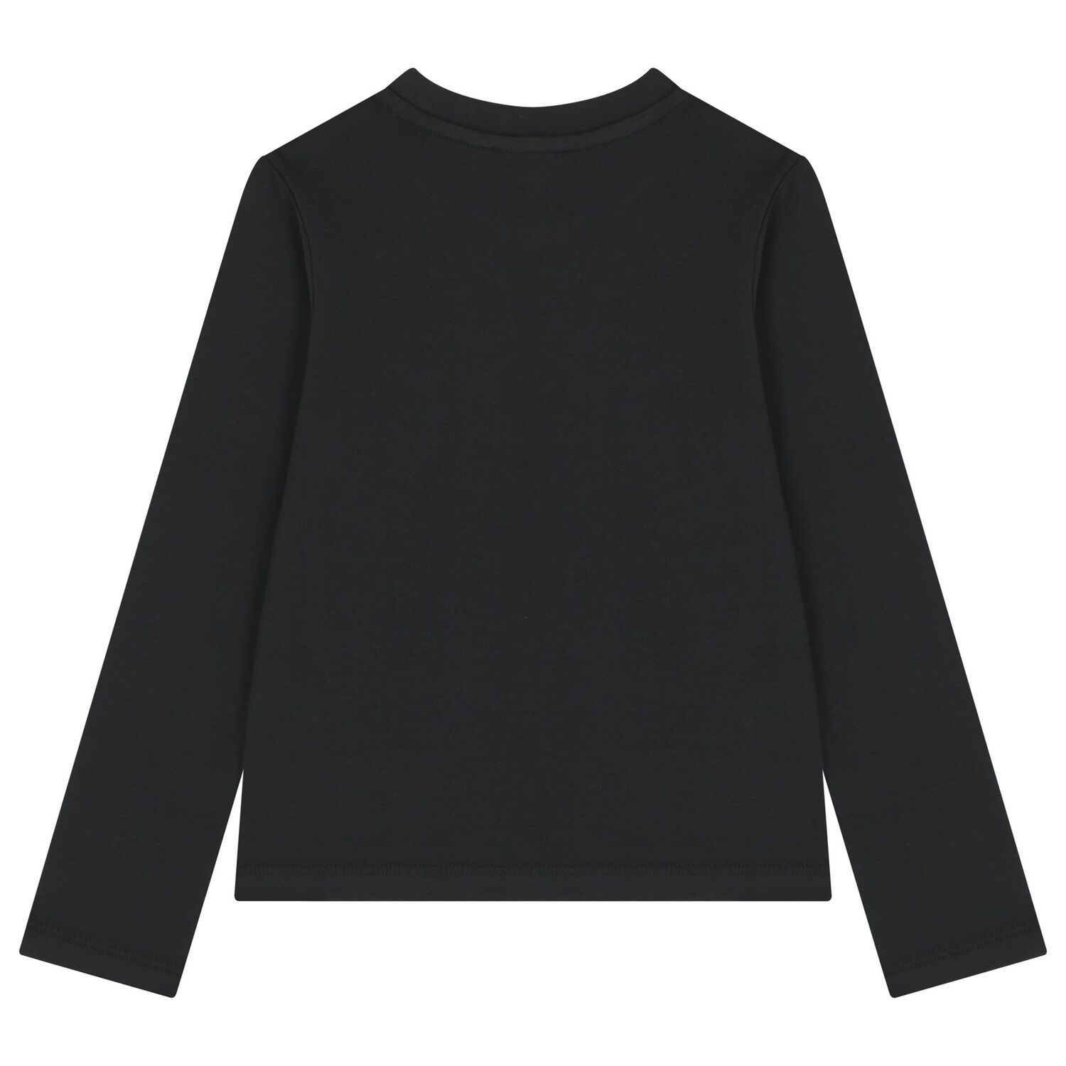 Girls Black Embellished Logo Long Sleeve Top, 1, hi-res