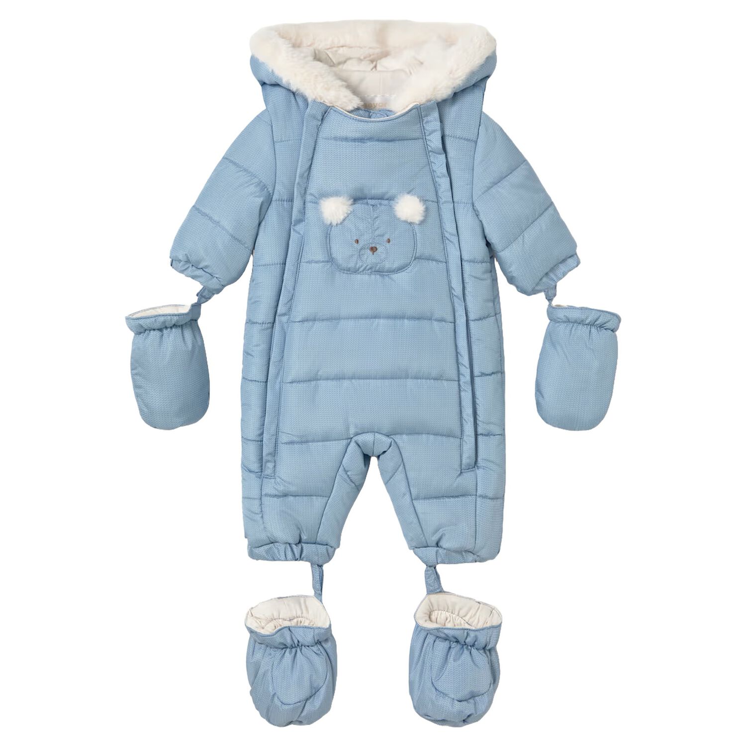 Baby Boys Blue Teddy Bear Baby Snowsuit, 2, hi-res