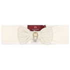 Baby Girls Ivory & Gold Bow Logo Headband, 1, hi-res