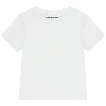 Girls White Reversible Sequin Choupette T-Shirt