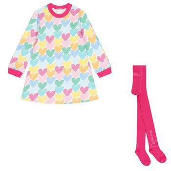 Girls Multi-Coloured Heart Dress Set