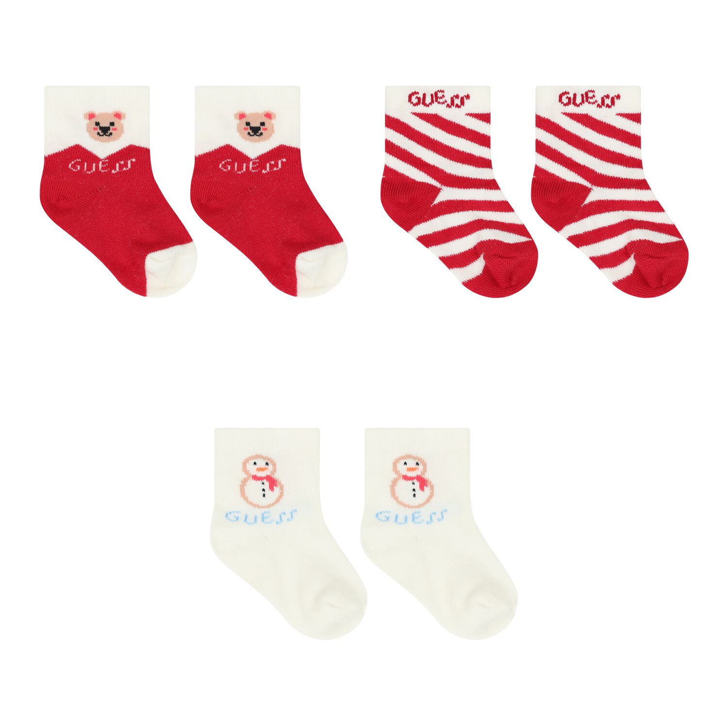Red & Ivory Festive Baby Socks ( 3-Pack ), 1, hi-res image number null