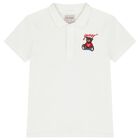 Boys White Teddy Bear Logo Polo Shirt, 1, hi-res