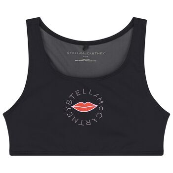 Stella McCartney Girls Black Lips & Logo Sleeveless Top, 1 Girls Black Lips & Logo Sleeveless Top