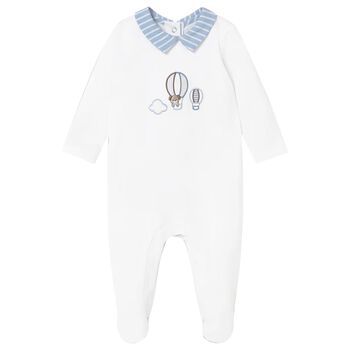 Baby Boys White Hot Air Balloon Babygrow