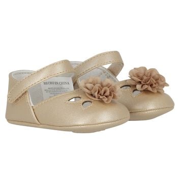 Baby Girls Beige Flower Pre Walker Shoes