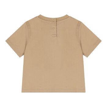 Beige Check Logo Baby T-Shirt
