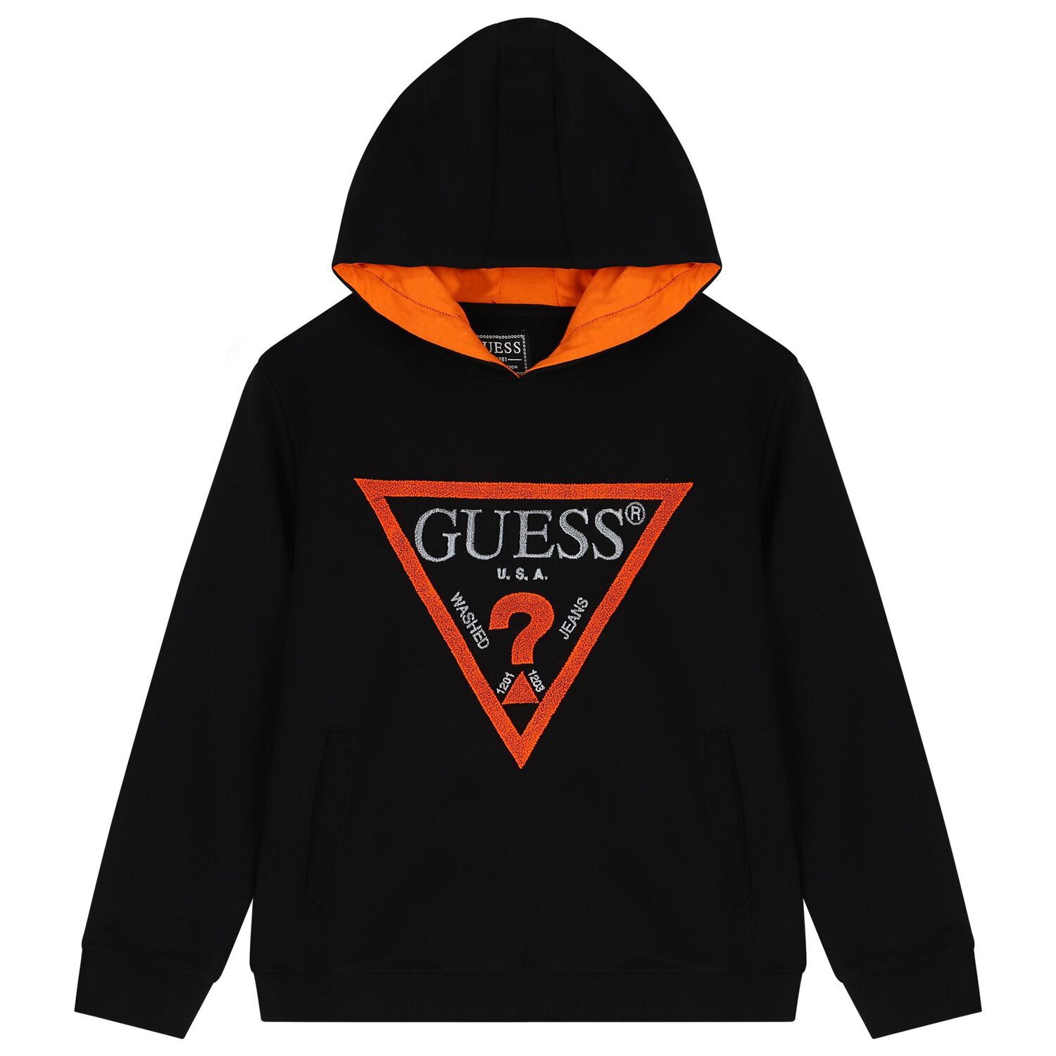 Boys Black Logo Hooded Top, 2, hi-res image number null
