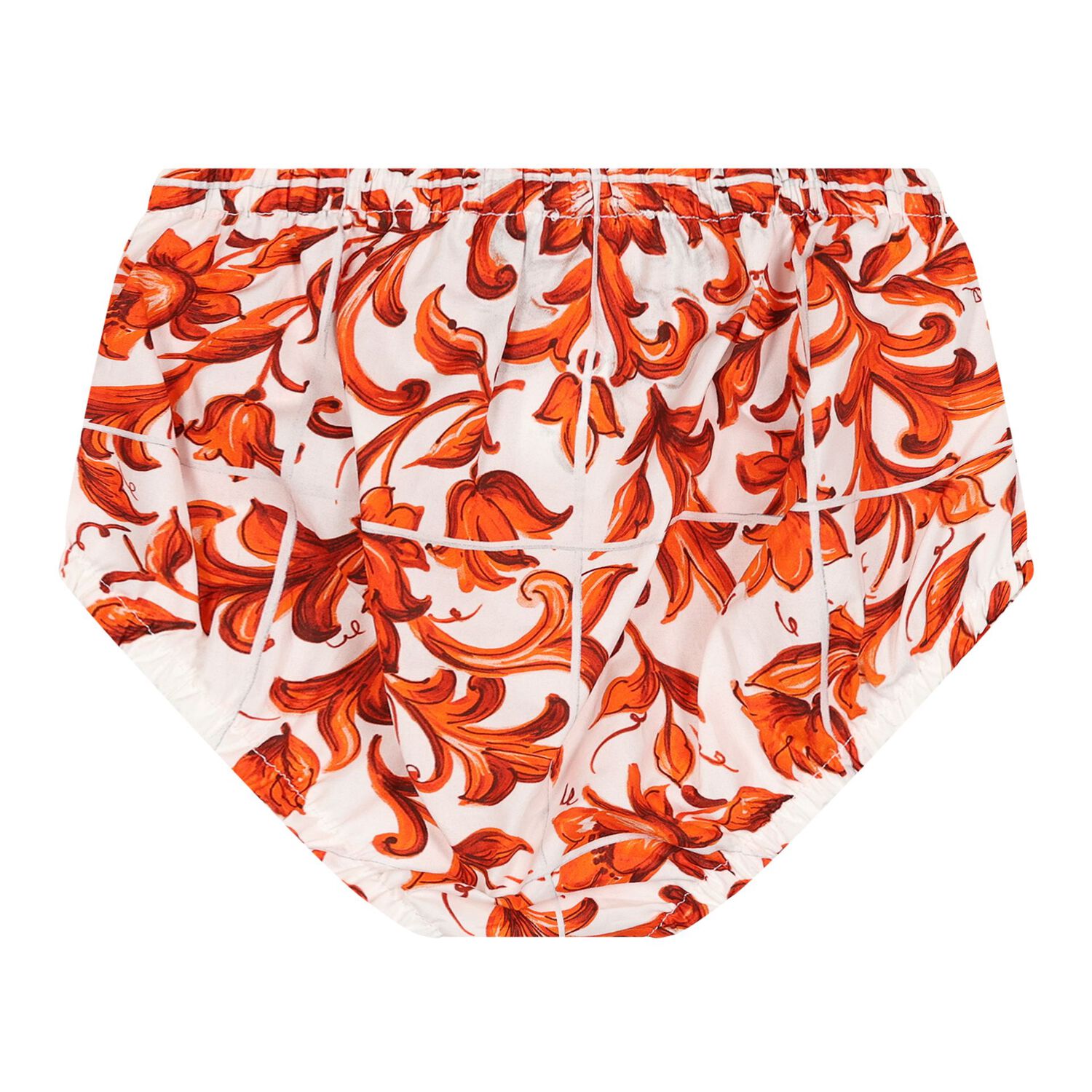 Baby Girls White & Orange Majolica Dress Set, 1, hi-res